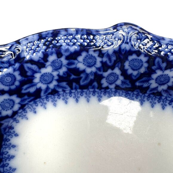 Vintage Grindley Grace Oval Serving Platter Tray Antique Flow Blue White 15" - Picture 4 of 12